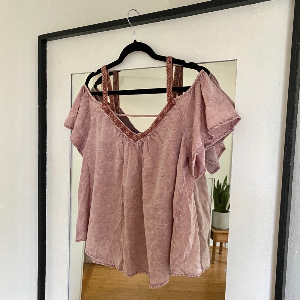 altar’d state | off-shoulder blouse with embroidered straps | size M